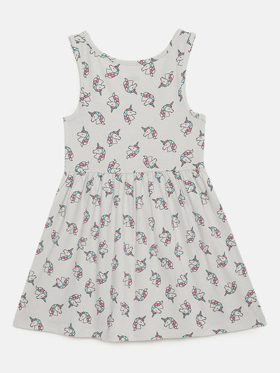 Girls Unicorn Printed Cotton dress