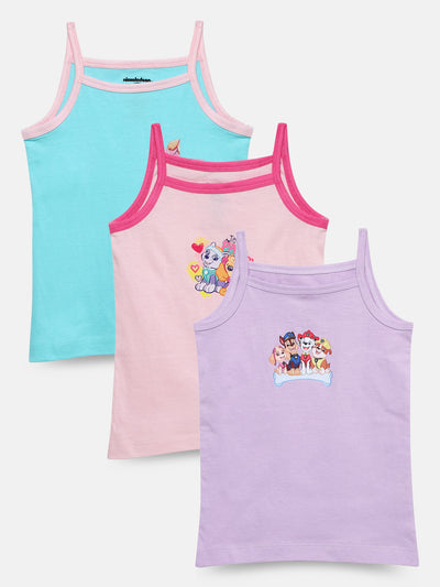 Girls Paw Patrol Printed Cotton Camisole - Pack of 3