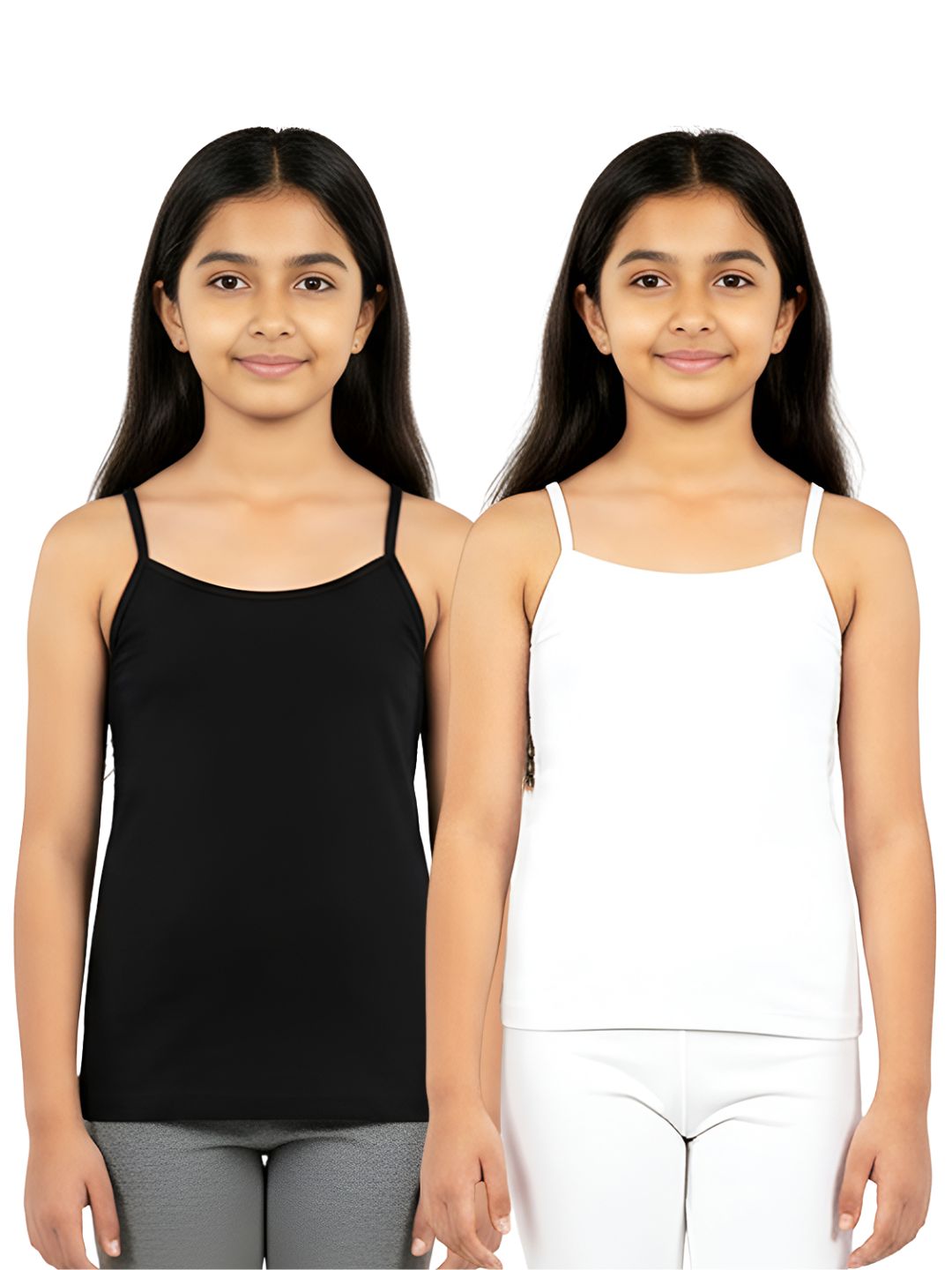 Girls Camisole with In-Built Bra - Pack of 2