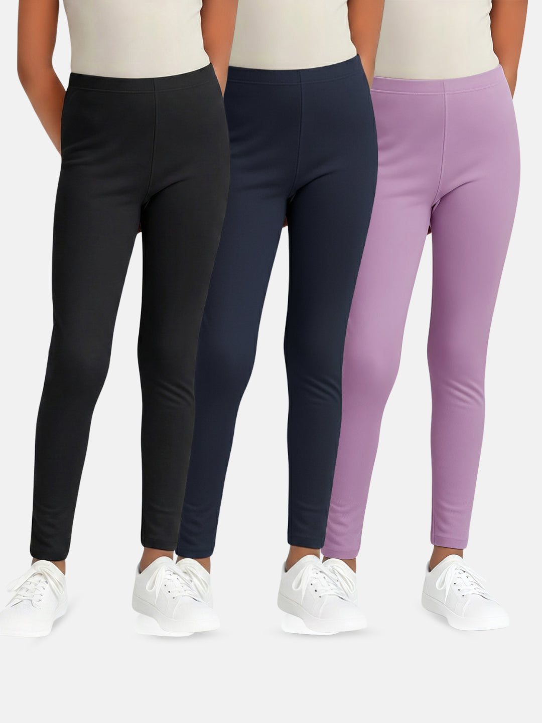 Girls Cotton Leggings - Pack of 3
