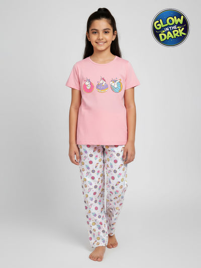 Girls Top & Pyjama Set - Unicorn Donut