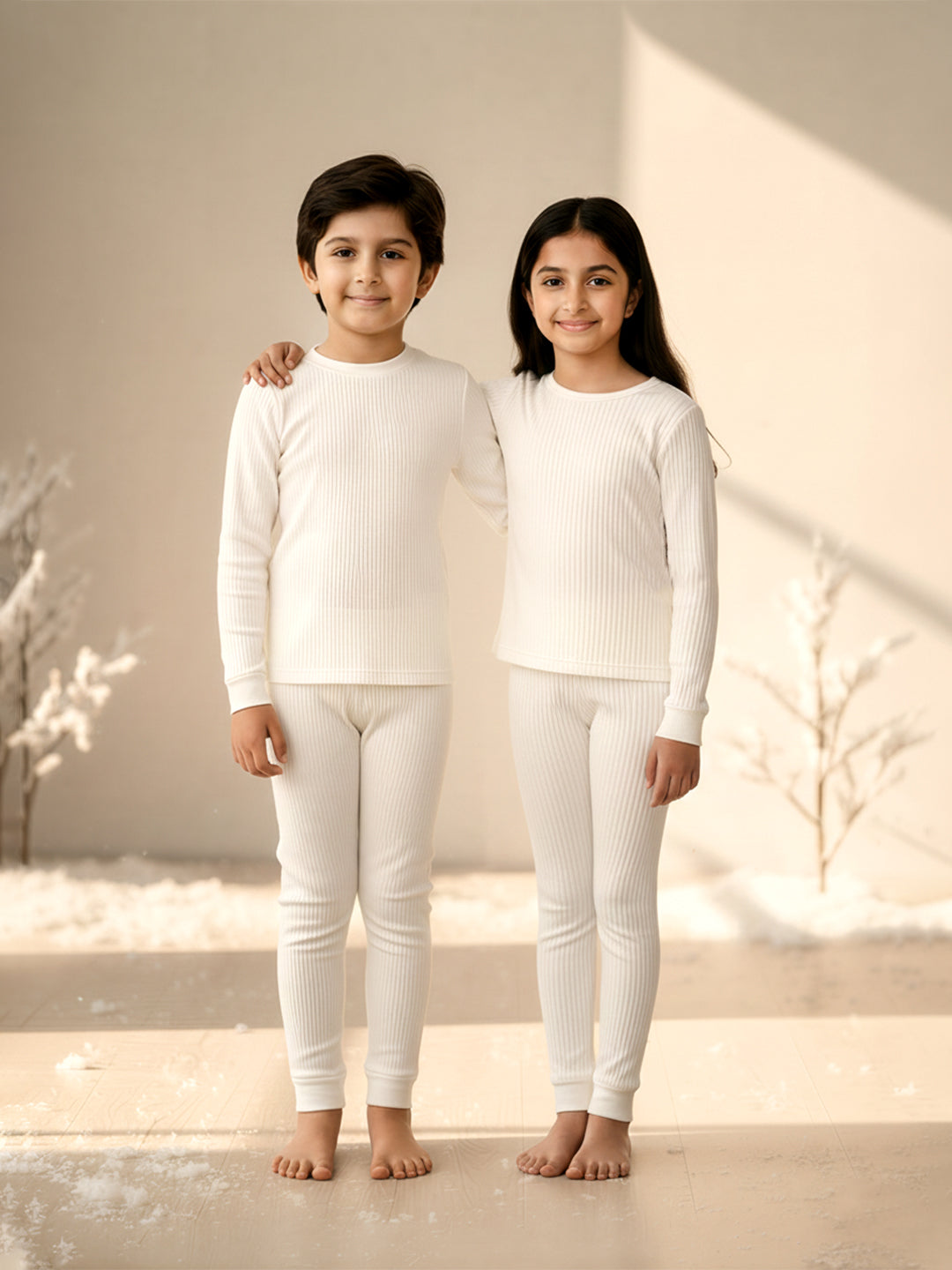 Kids Unisex HeatFlex Thermal Set - Off White