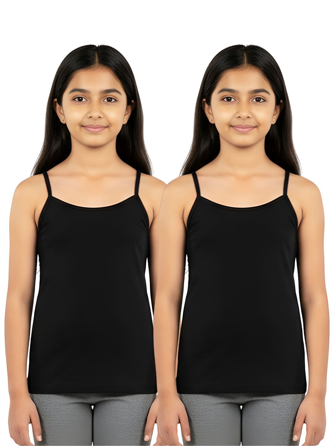 Girls Camisole with In-Built Bra - Pack of 2