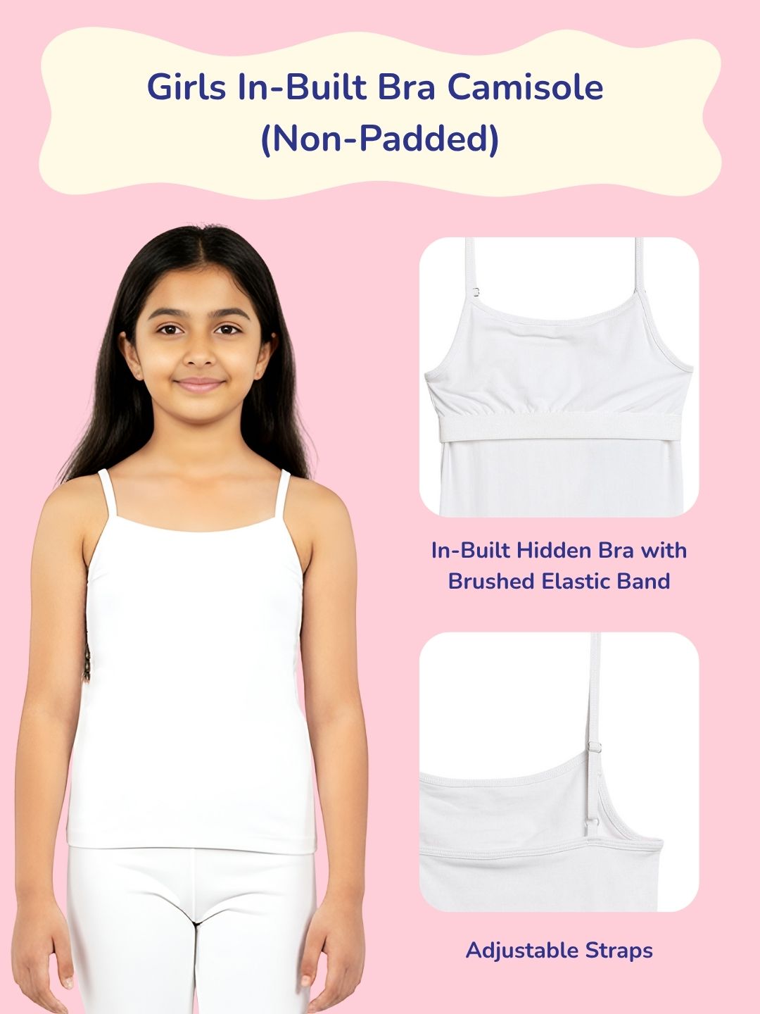 Girls Camisole with In-Built Bra