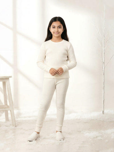 Kids Unisex HeatFlex Thermal Set - Off White