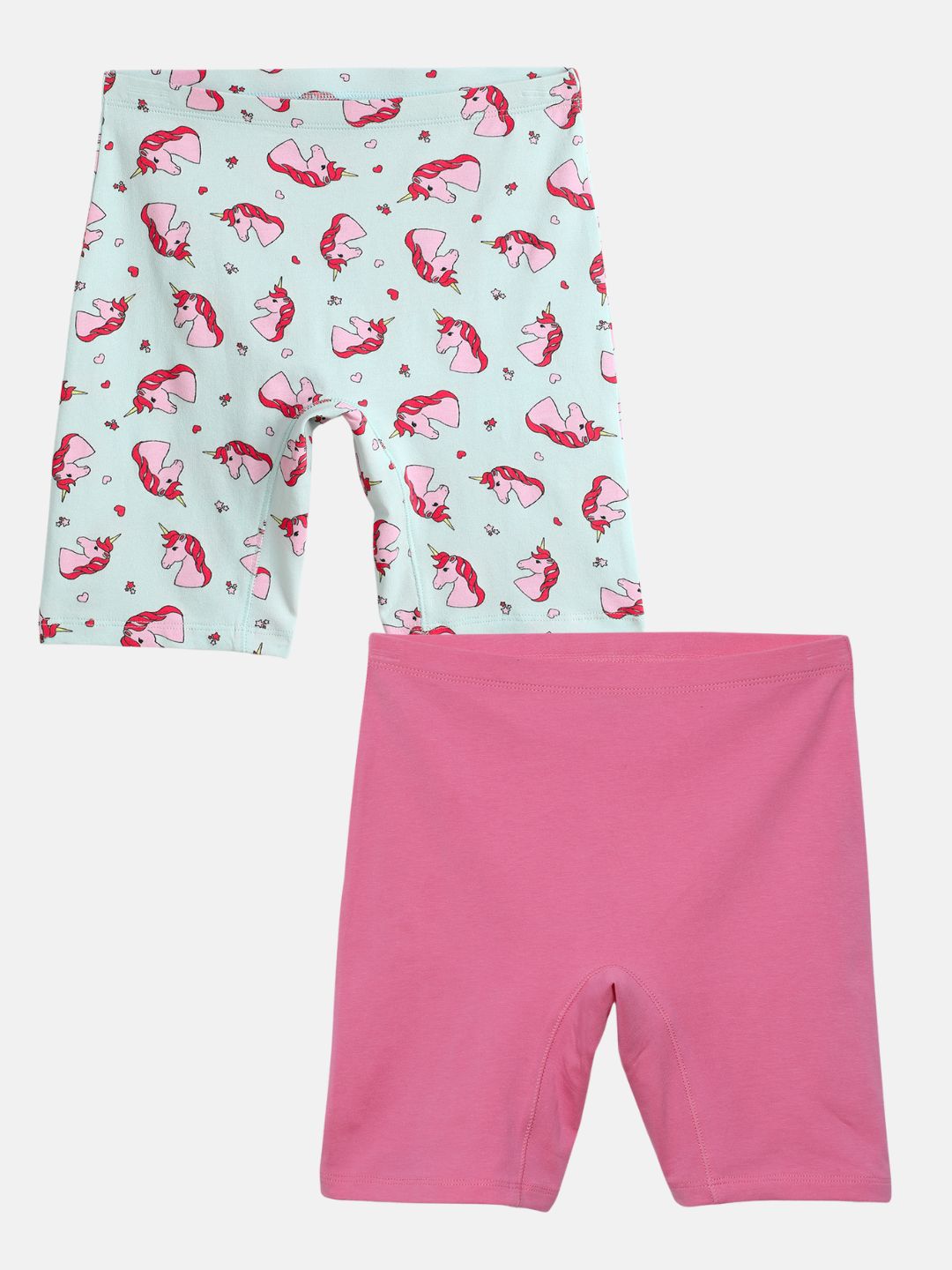 Girls Innershorts, Flamingo Pink/Blue Unicorn
