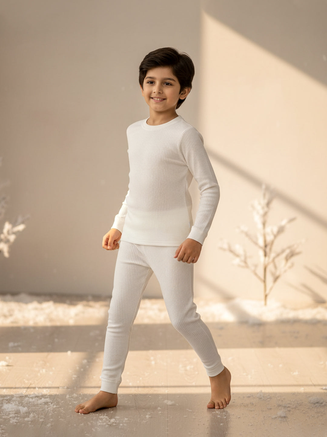 Kids Unisex HeatFlex Thermal Set - Off White