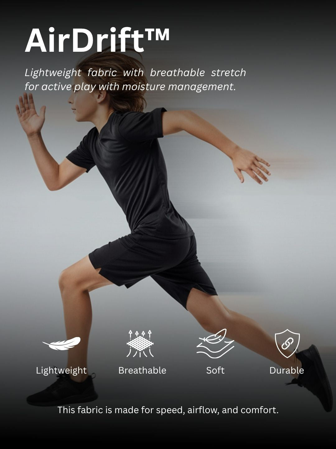 GIRLS AIRDRIFT MODEST TOP - BLACK