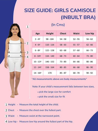 Girls Camisole with In-Built Bra - Pack of 2
