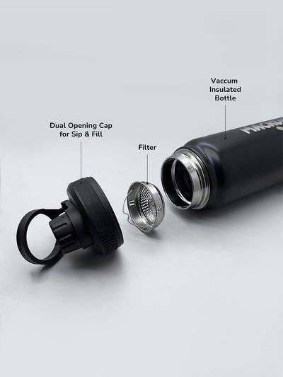 Kids Pro Sports Steel Water Bottle – Black | 800ML
