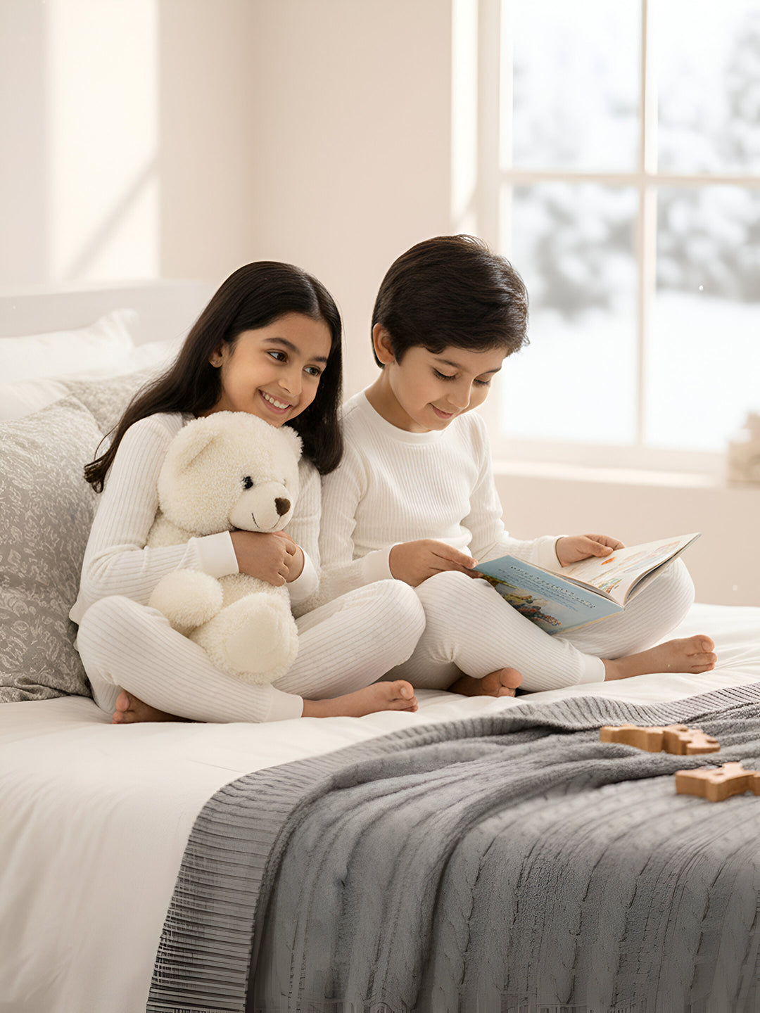 Kids Unisex HeatFlex Thermal Set - Off White