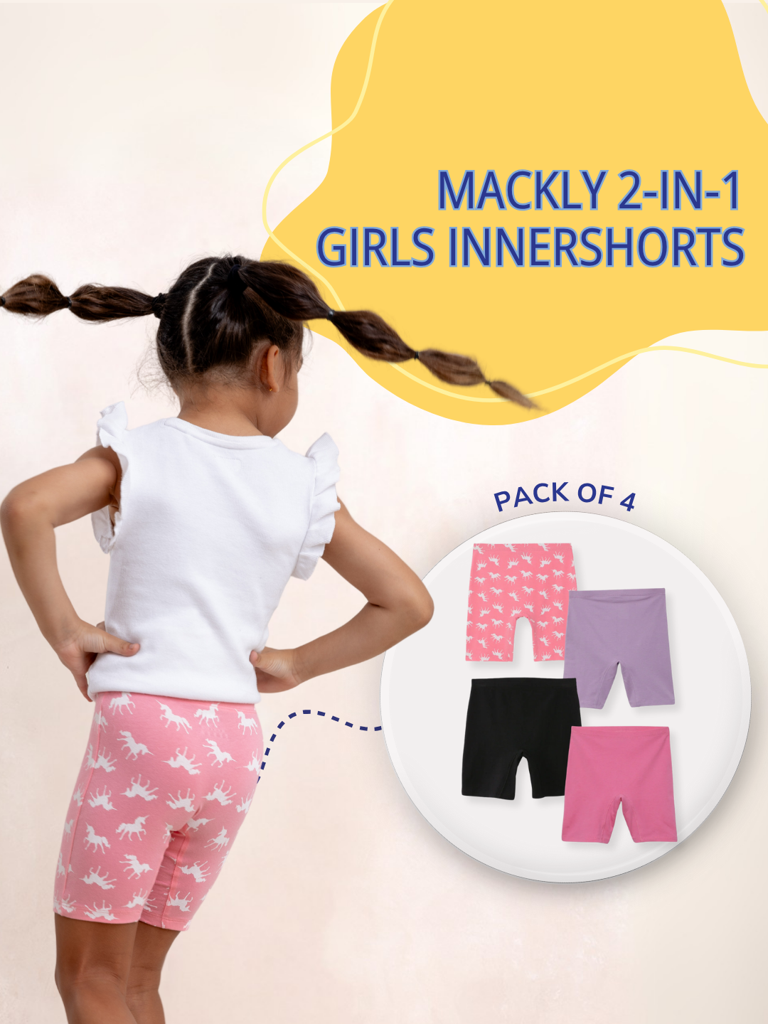 GIRLS INNERSHORTS, PACK OF 4