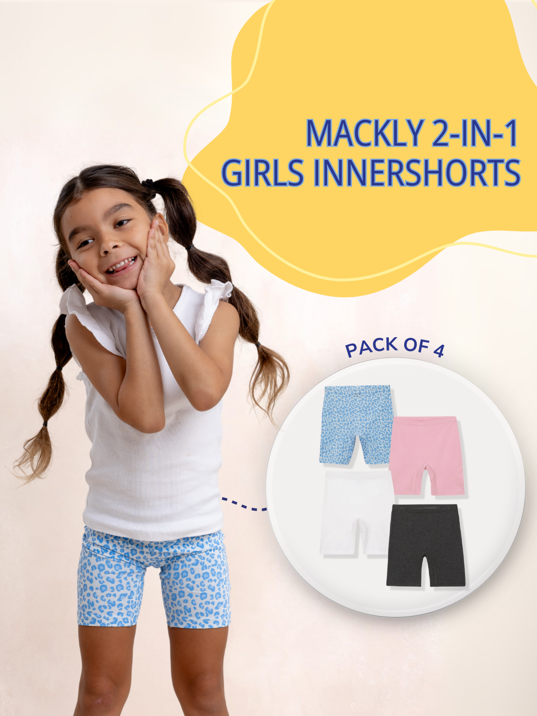 GIRLS INNERSHORTS, PACK OF 4
