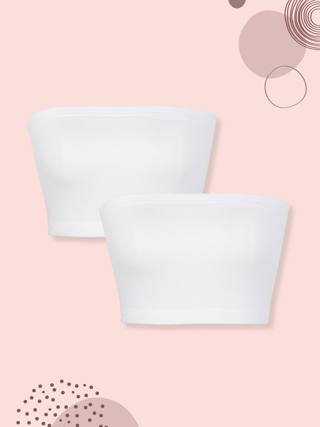 GIRLS TUBE BRA, WHITE - PACK OF 2