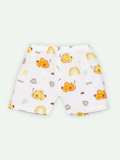 Babyclan Muslin Front Open Jabla Top & Shorts Set - Koala