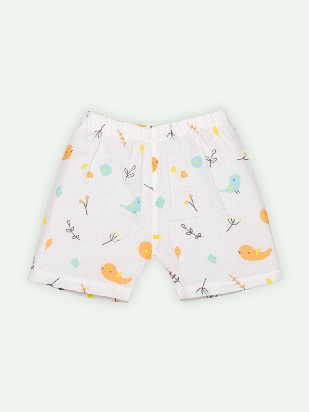 Babyclan Muslin Front Open Jabla Top & Shorts Set - Bird