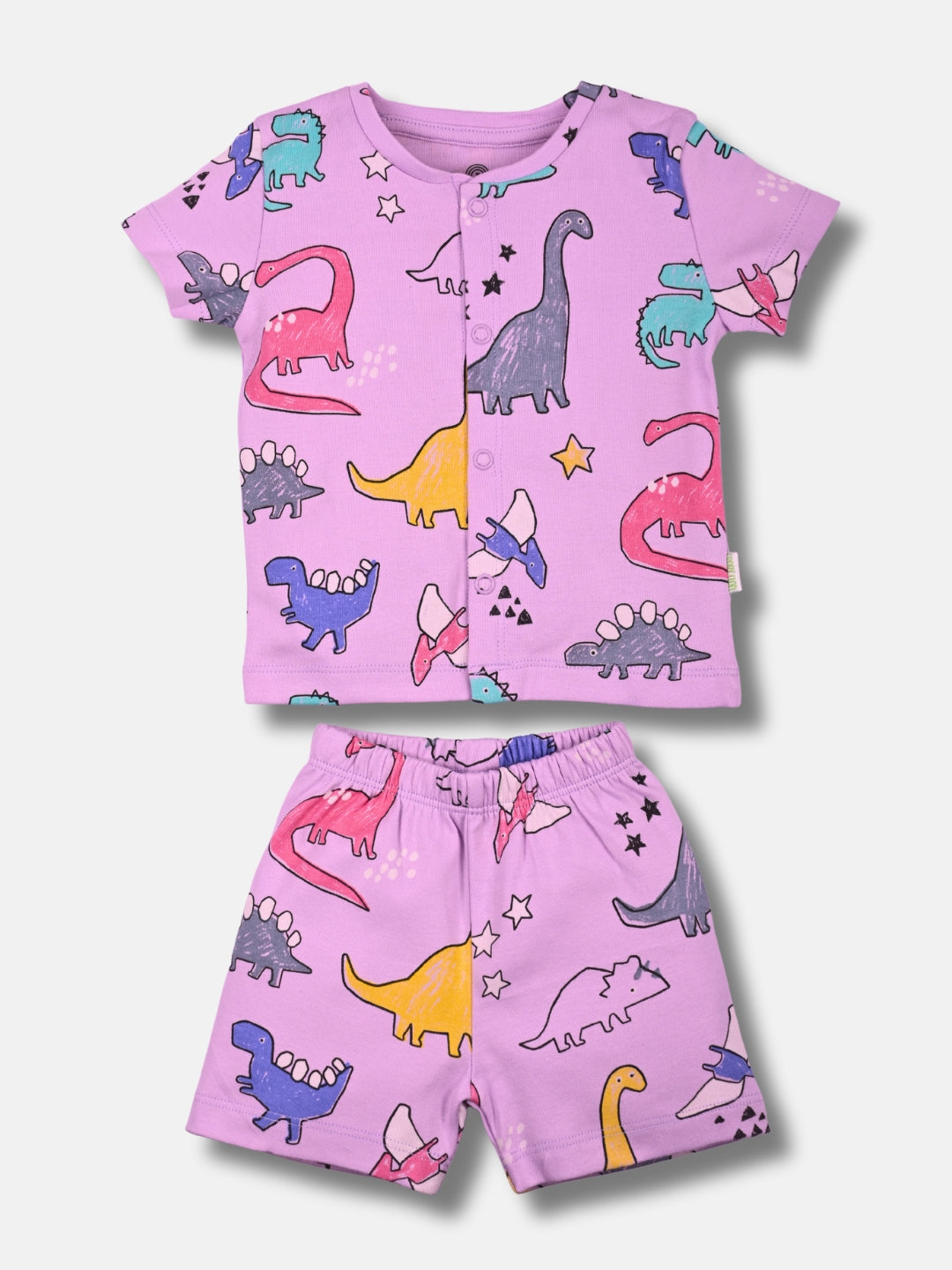 Newborn Baby Girls Cotton Top & Shorts Set - Front Open Printed - GIRLYOSAUR