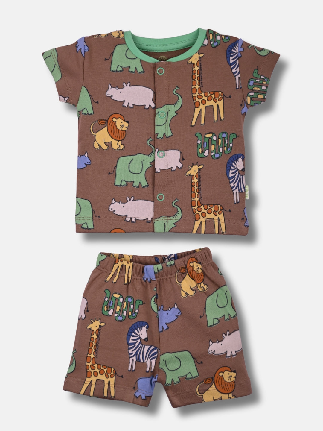 Newborn Baby Boys Cotton Top & Shorts Set - Front Open Printed - JUNGLE JOY