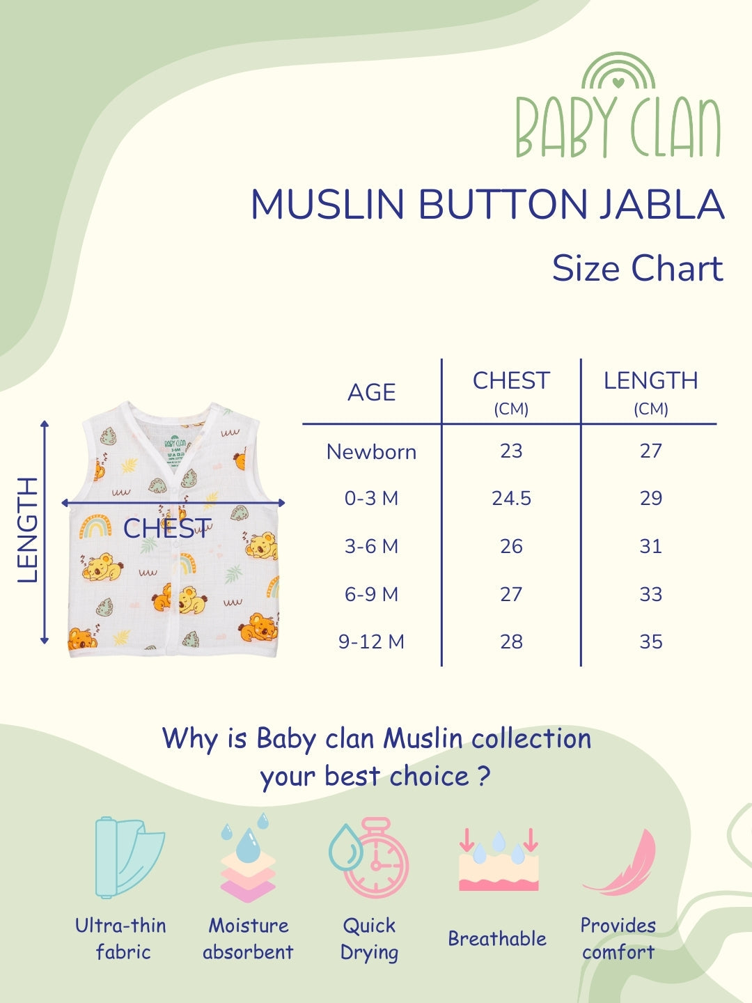 Babyclan Muslin Front Open Jabla Top & Shorts Set - Bird