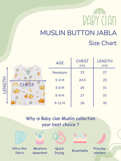 Babyclan Muslin Front Open Jabla Top & Shorts Set - Bird