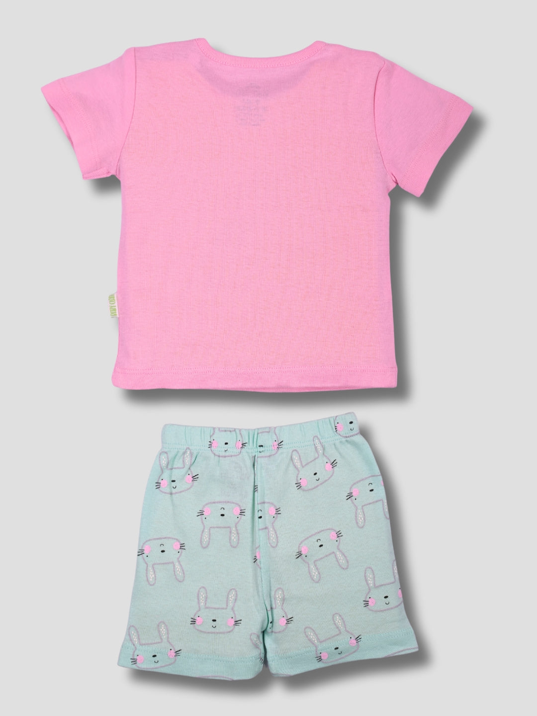 Newborn Baby Girls Cotton Top & Shorts Set - Snap Neck Printed - BABY BUNNY