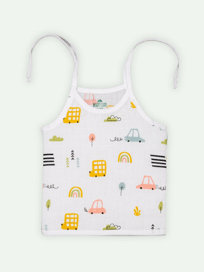 Babyclan Muslin Knotted Jabla Top & Nappy Set - Bus