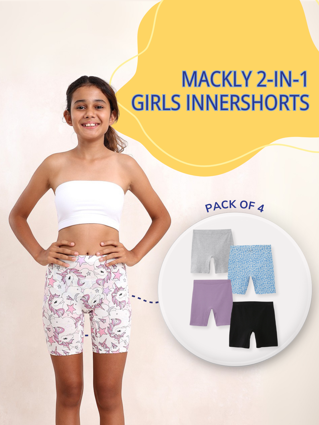 GIRLS INNERSHORTS, PACK OF 4