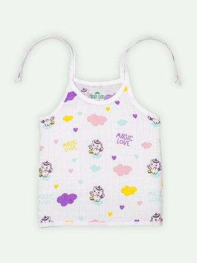 Babyclan Muslin Knotted Jabla Top & Nappy Set- Baby Unicorn