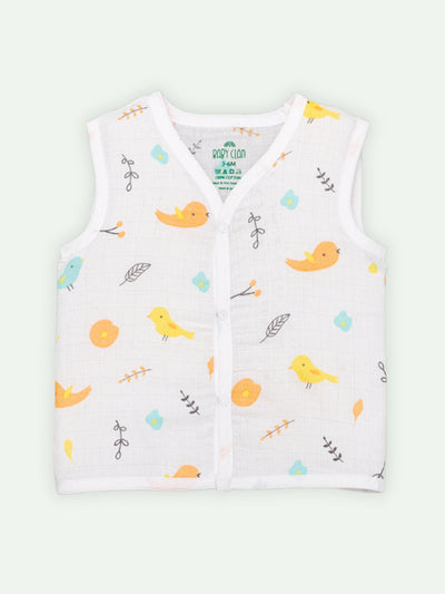 Babyclan Muslin Front Open Jabla Top & Shorts Set - Bird