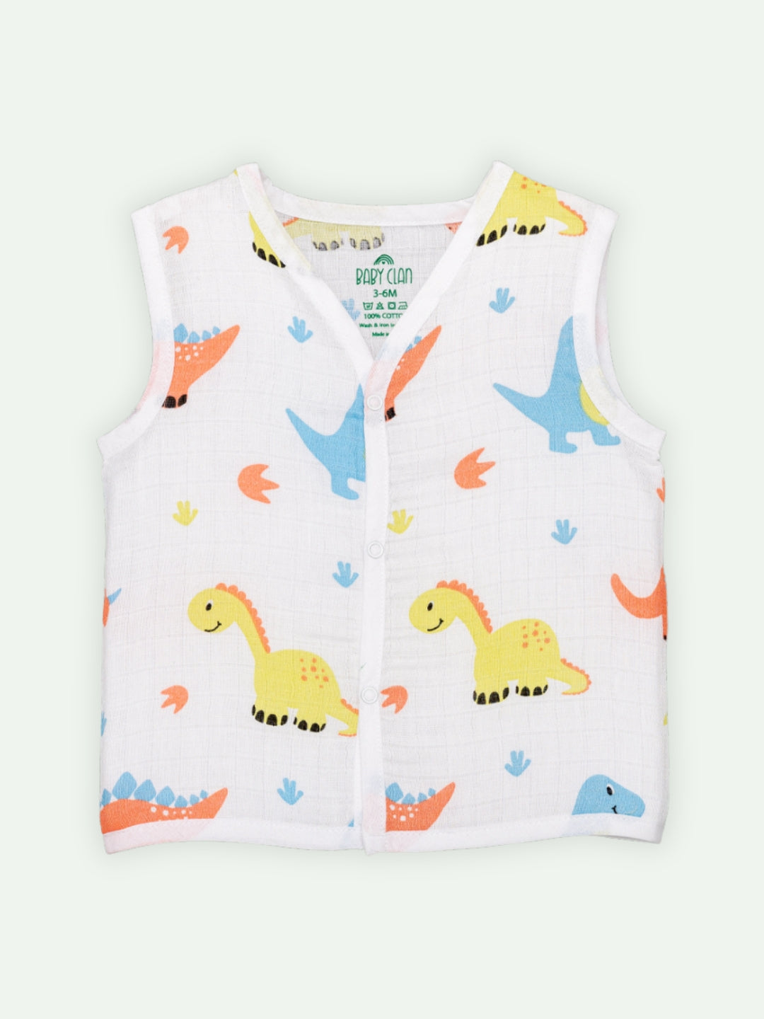 Babyclan Muslin Front Open Jabla Top & Shorts Set - Dino