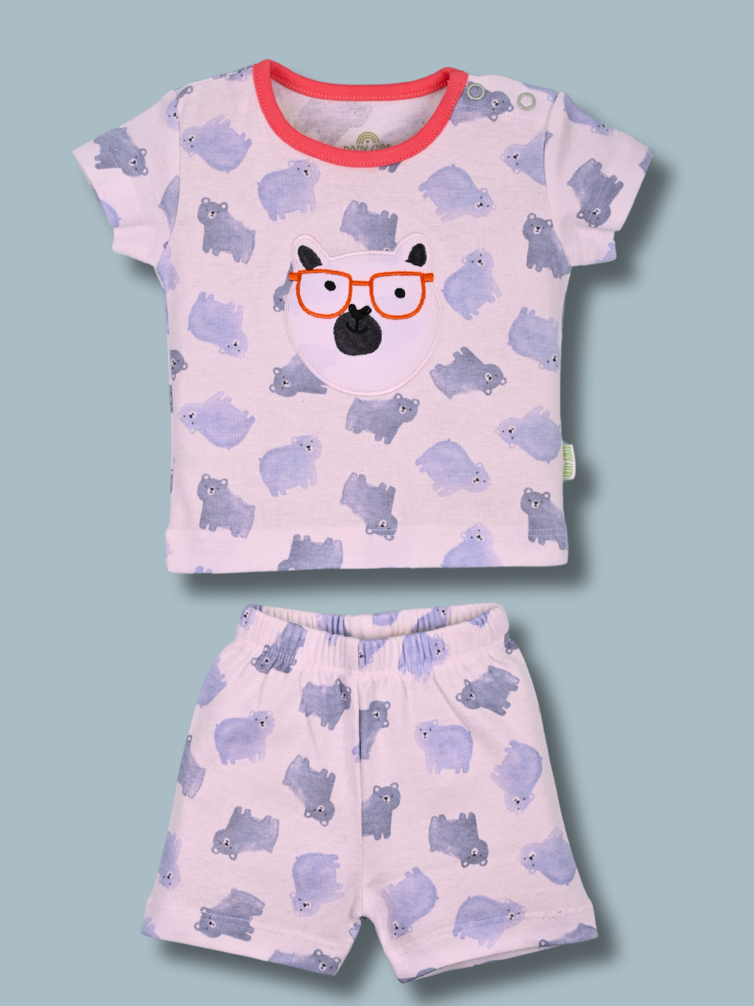 Newborn Baby Boys Cotton Top & Shorts Set - Snap Neck Printed - SNOW CLUB