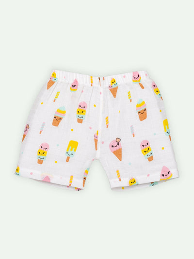 Babyclan Muslin Front Open Jabla Top & Shorts Set - Ice Cream