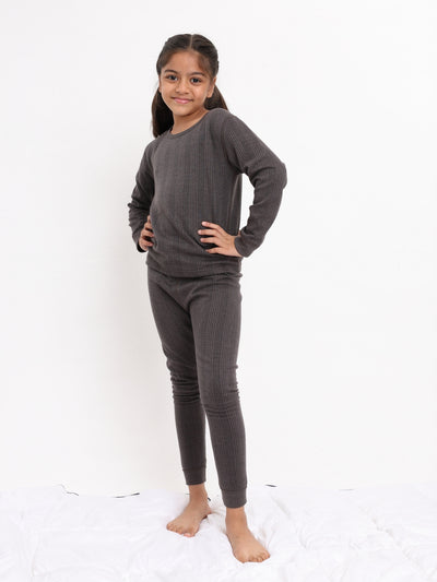 Kids Unisex Thermal Set - Charcoal Melange