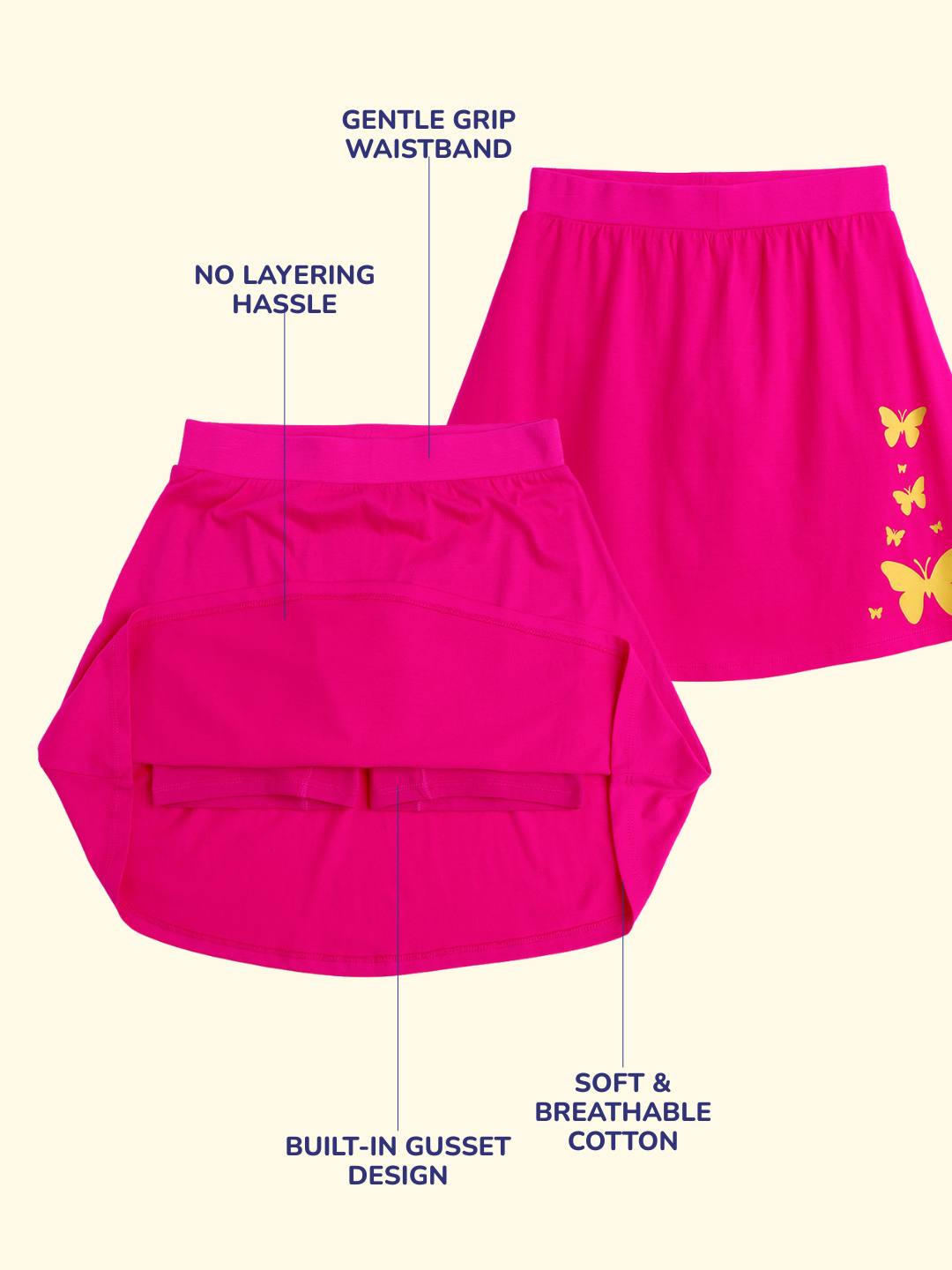 Girls Everyday Skirt | 3-in-1 Skirt with Built-in Shorts & Gusset