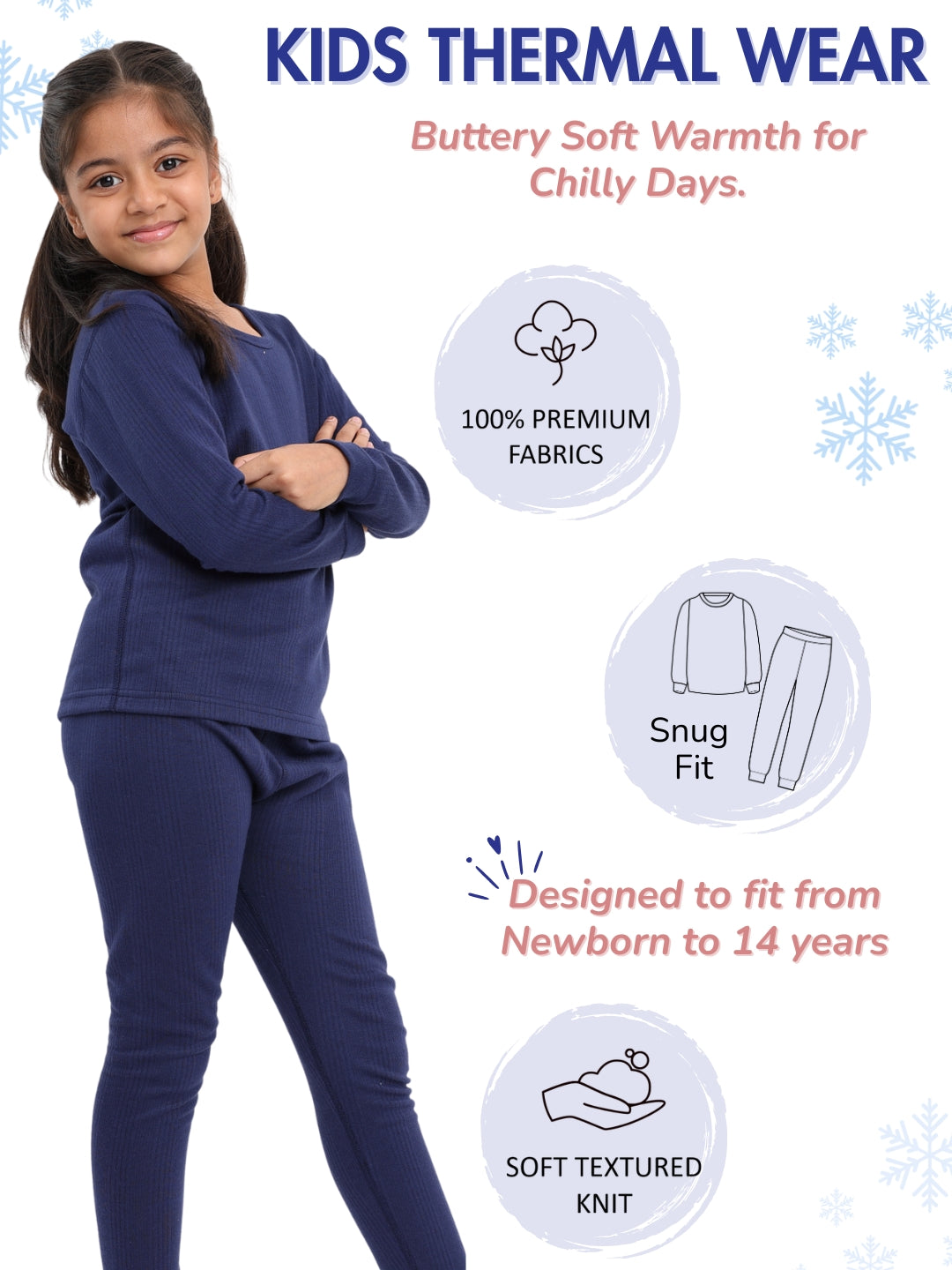 Kids Unisex Thermal Set - Navy Blue