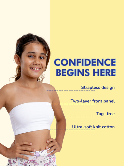 GIRLS TUBE BRA, WHITE - PACK OF 2