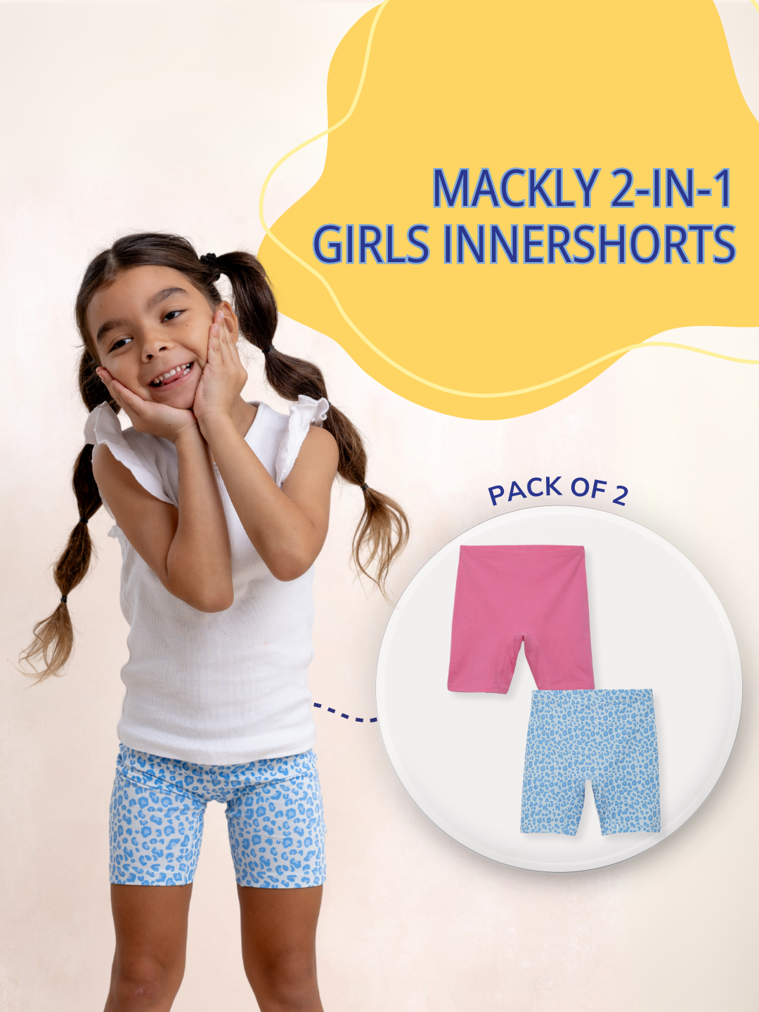 GIRLS INNERSHORTS, BLUE LEOPARD/LAVENDER