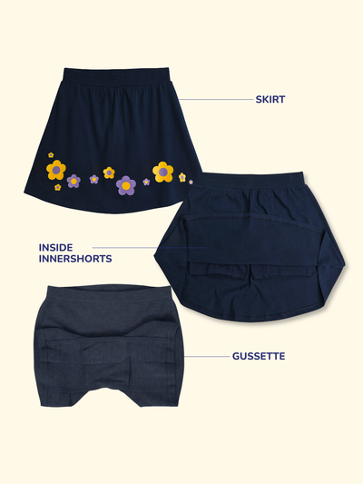 Girls Everyday Skirt | 3-in-1 Skirt with Built-in Shorts & Gusset