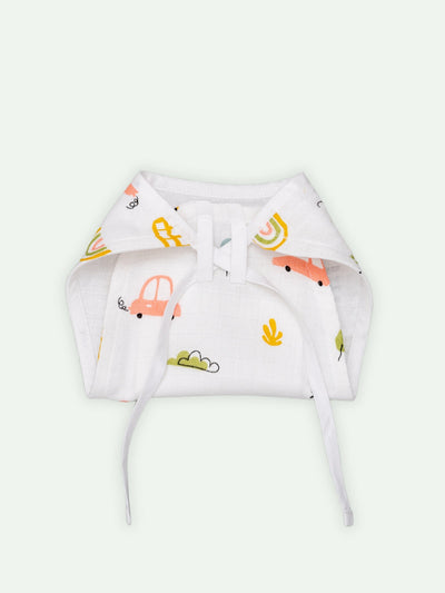 Babyclan Muslin Knotted Jabla Top & Nappy Set - Bus