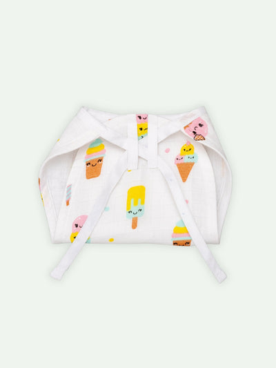 Babyclan Muslin Knotted Jabla Top & Nappy Set - Ice Cream