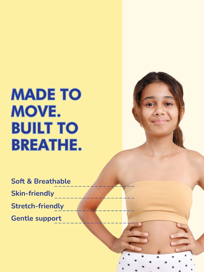 GIRLS TUBE BRA, BLACK/BEIGE - PACK OF 2