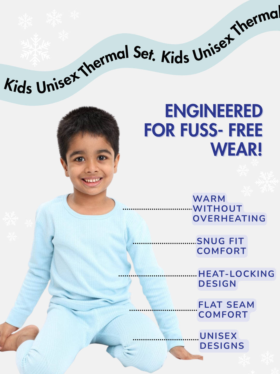 Kids Unisex Thermal Set - Navy Blue