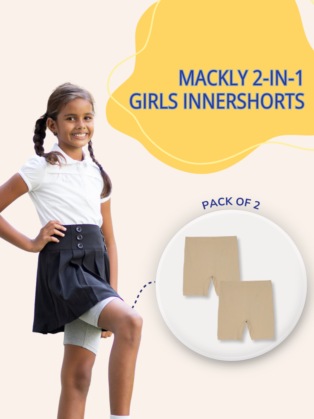 GIRLS INNERSHORTS, BEIGE