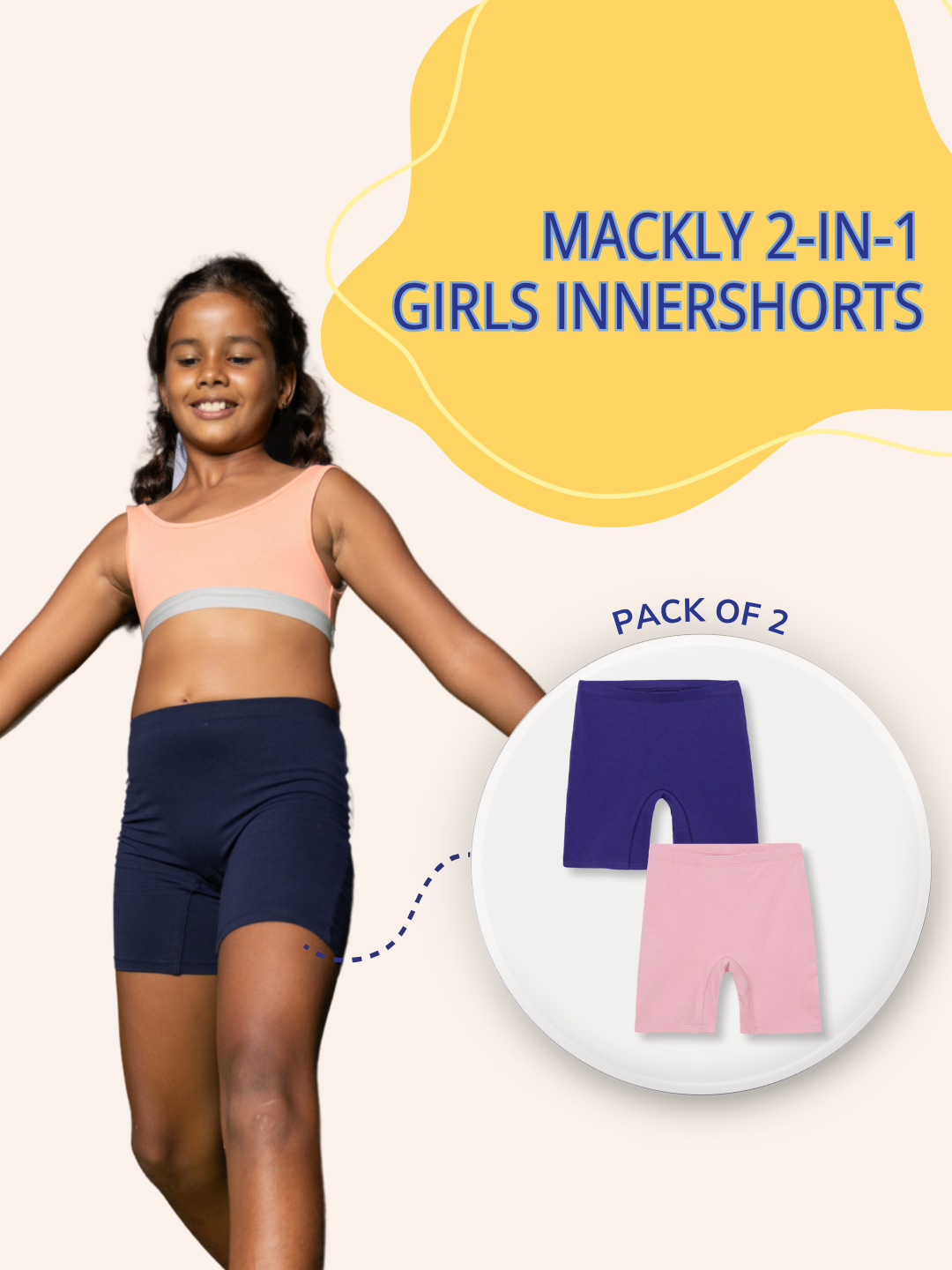 GIRLS INNERSHORTS, NAVY/PINK