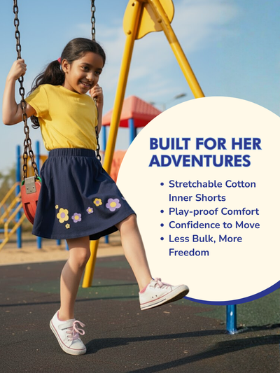 Girls Everyday Skirt | 3-in-1 Skirt with Built-in Shorts & Gusset