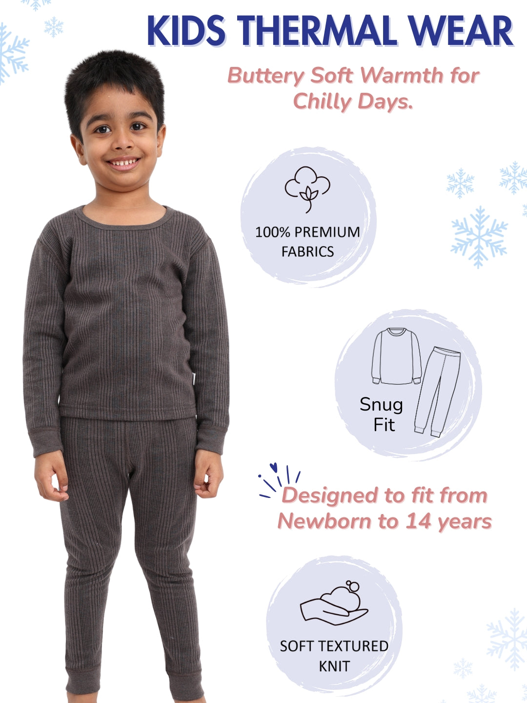 Kids Unisex Thermal Set - Charcoal Melange