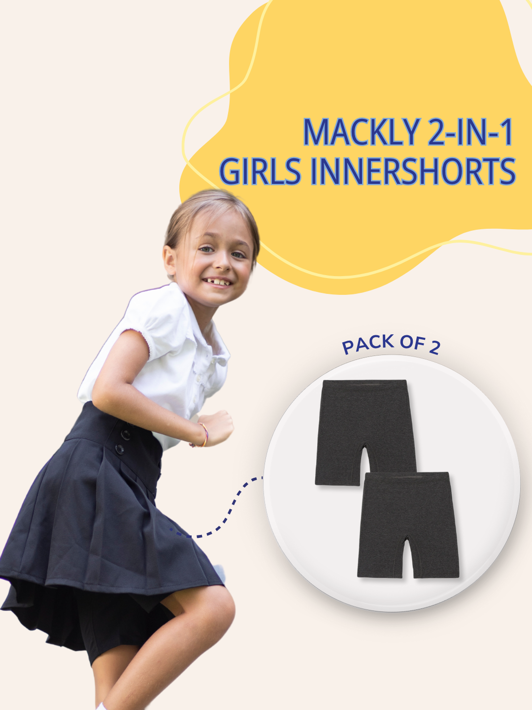 GIRLS INNERSHORTS, CHARCOAL MELANGE