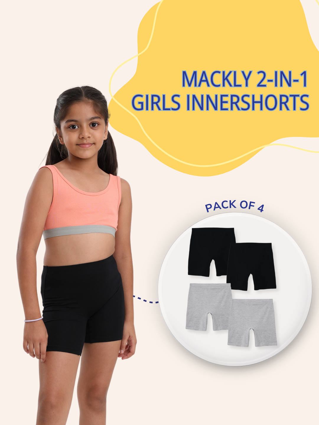 GIRLS INNERSHORTS, PACK OF 4