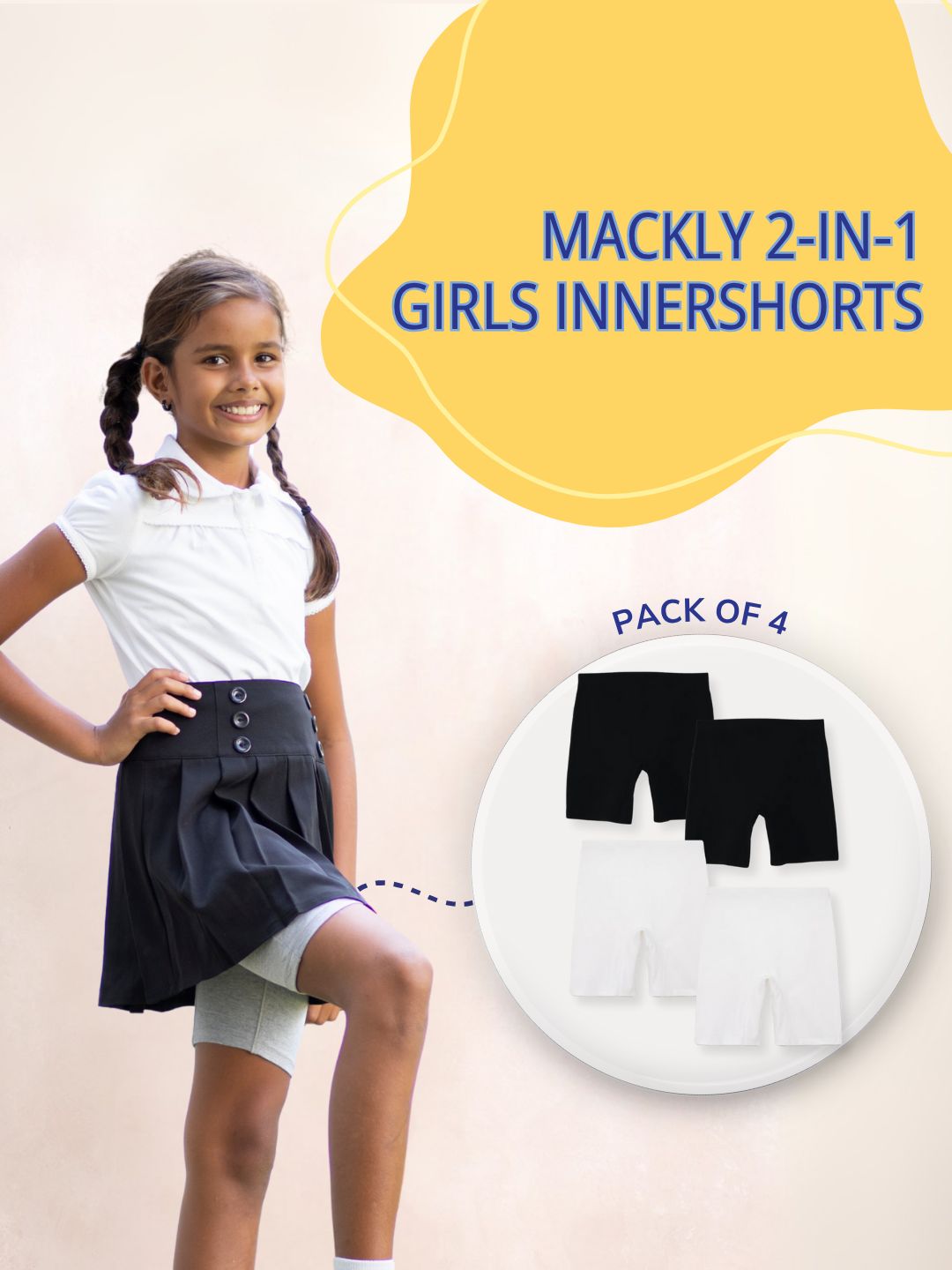 GIRLS INNERSHORTS, PACK OF 4