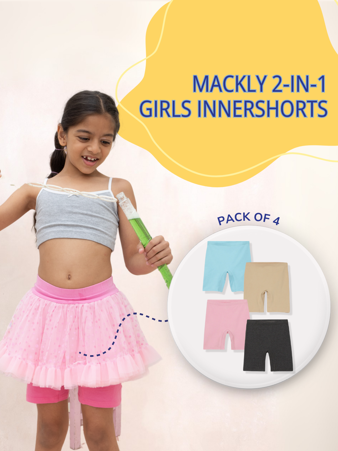 GIRLS INNERSHORTS, PACK OF 4